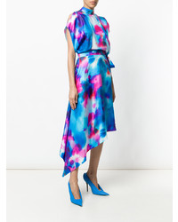 blaues bedrucktes Midikleid von MSGM