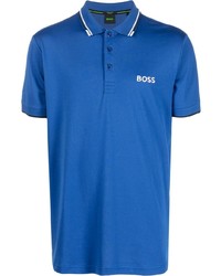 blaues bedrucktes Polohemd von BOSS