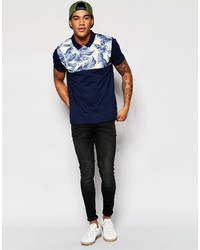 blaues bedrucktes Polohemd von Asos