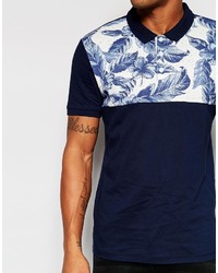 blaues bedrucktes Polohemd von Asos