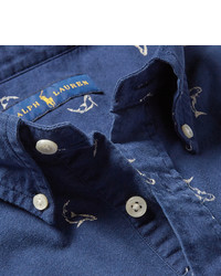 blaues bedrucktes Polohemd von Polo Ralph Lauren