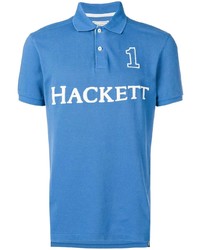blaues bedrucktes Polohemd von Hackett