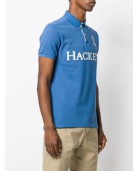 blaues bedrucktes Polohemd von Hackett