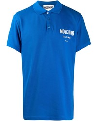blaues bedrucktes Polohemd von Moschino