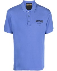blaues bedrucktes Polohemd von Moschino