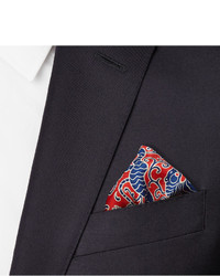 blaues bedrucktes Seide Einstecktuch von Turnbull & Asser