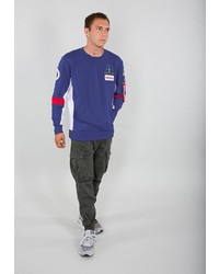 blaues bedrucktes Sweatshirt von Alpha Industries