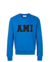 blaues bedrucktes Sweatshirt von AMI Alexandre Mattiussi