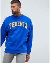 blaues bedrucktes Sweatshirt von ASOS DESIGN