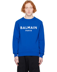 blaues bedrucktes Sweatshirt von Balmain