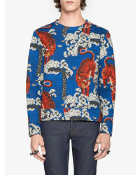 blaues bedrucktes Sweatshirt von Gucci