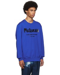 blaues bedrucktes Sweatshirt von Alexander McQueen