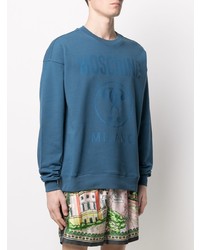 blaues bedrucktes Sweatshirt von Moschino