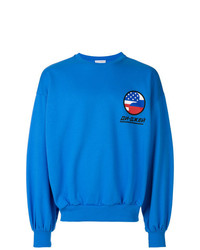 blaues bedrucktes Sweatshirt von Gosha Rubchinskiy