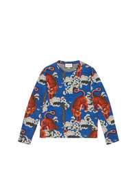 blaues bedrucktes Sweatshirt von Gucci