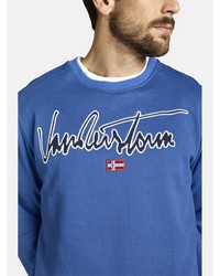 blaues bedrucktes Sweatshirt von Jan Vanderstorm