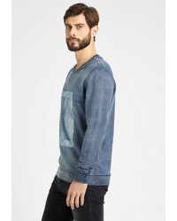 blaues bedrucktes Sweatshirt von khujo