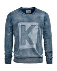 blaues bedrucktes Sweatshirt von khujo