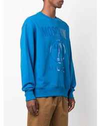 blaues bedrucktes Sweatshirt von Moschino