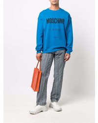 blaues bedrucktes Sweatshirt von Moschino