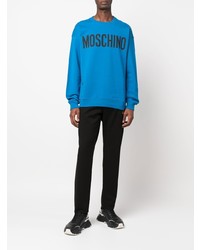 blaues bedrucktes Sweatshirt von Moschino