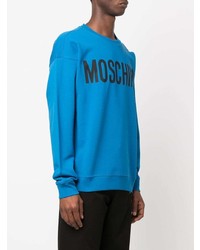 blaues bedrucktes Sweatshirt von Moschino