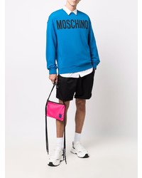 blaues bedrucktes Sweatshirt von Moschino