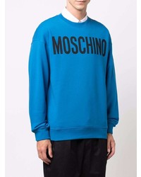 blaues bedrucktes Sweatshirt von Moschino