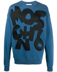 blaues bedrucktes Sweatshirt von Moschino