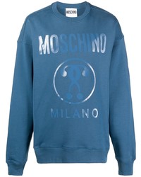 blaues bedrucktes Sweatshirt von Moschino