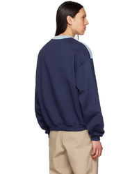 blaues bedrucktes Sweatshirt von Drôle De Monsieur