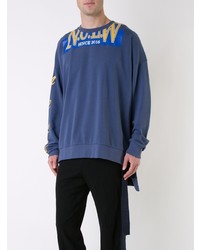 blaues bedrucktes Sweatshirt von Maison Mihara Yasuhiro