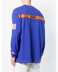 blaues bedrucktes Sweatshirt von Heron Preston