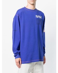 blaues bedrucktes Sweatshirt von Heron Preston