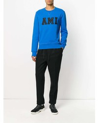 blaues bedrucktes Sweatshirt von AMI Alexandre Mattiussi