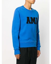 blaues bedrucktes Sweatshirt von AMI Alexandre Mattiussi