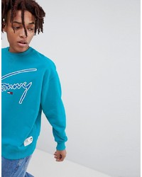 blaues bedrucktes Sweatshirt von Tommy Jeans