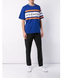 blaues bedrucktes T-Shirt mit einem Rundhalsausschnitt von Givenchy