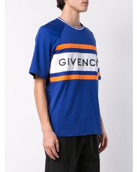 blaues bedrucktes T-Shirt mit einem Rundhalsausschnitt von Givenchy