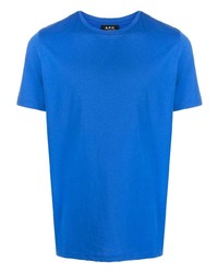 blaues bedrucktes T-Shirt mit einem Rundhalsausschnitt von A.P.C.
