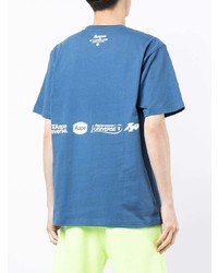 blaues bedrucktes T-Shirt mit einem Rundhalsausschnitt von AAPE BY A BATHING APE