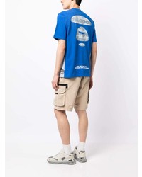 blaues bedrucktes T-Shirt mit einem Rundhalsausschnitt von AAPE BY A BATHING APE