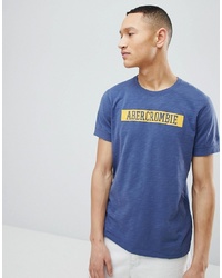 blaues bedrucktes T-Shirt mit einem Rundhalsausschnitt von Abercrombie & Fitch