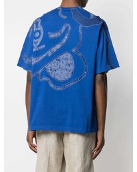 blaues bedrucktes T-Shirt mit einem Rundhalsausschnitt von Kenzo