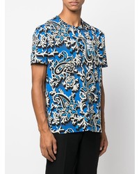 blaues bedrucktes T-Shirt mit einem Rundhalsausschnitt von Etro