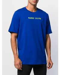 blaues bedrucktes T-Shirt mit einem Rundhalsausschnitt von Diesel