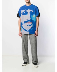 blaues bedrucktes T-Shirt mit einem Rundhalsausschnitt von Stella McCartney