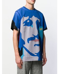 blaues bedrucktes T-Shirt mit einem Rundhalsausschnitt von Stella McCartney