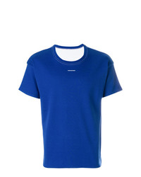 blaues bedrucktes T-Shirt mit einem Rundhalsausschnitt von Alyx