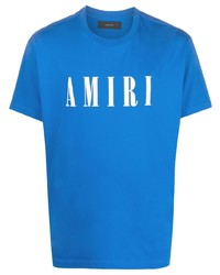 blaues bedrucktes T-Shirt mit einem Rundhalsausschnitt von Amiri